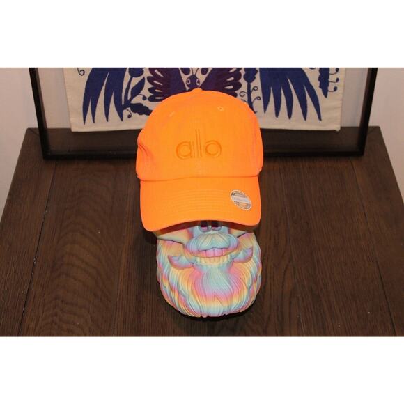 Alo Yoga Performance Off-Duty Cap Black Hat Saftey Orange - Picture 1 of 2